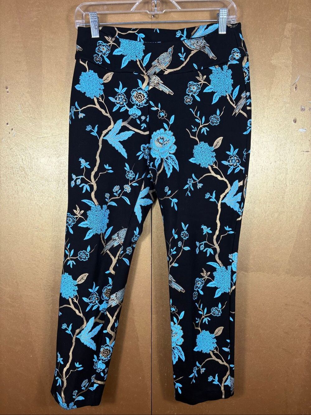 Soft Surroundings Chinoiserie Pants Oriental Floral Bird Print Size PS